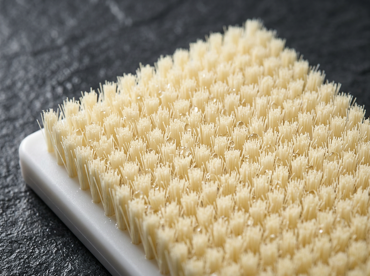 Yellow BearBack silicone scrubber bristles and white frame