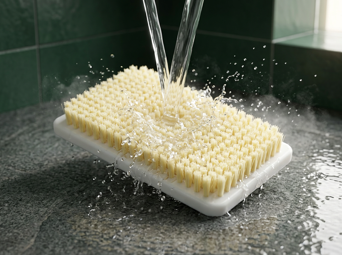 BearBack scrubber rinsing under running water
